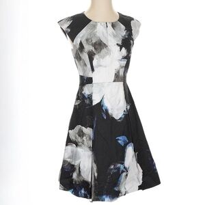 Milly New York Abstract Floral Fit & Flare Aline Dress | Size 2 | Made in USA